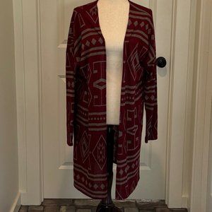 Light weight aztec long open cardigan Large